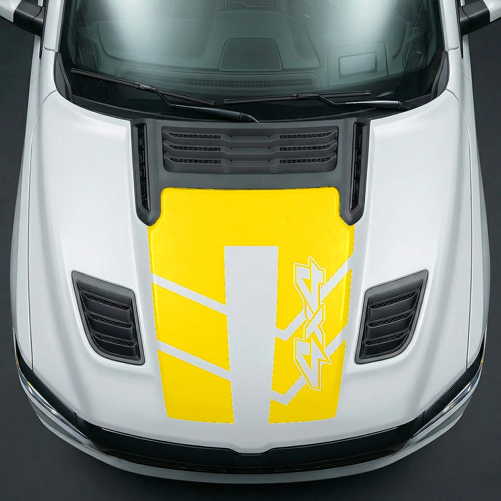 Hood Panel Decal/Sticker - Bold 4x4 Geometric Chevron Graphic Kit - For Dodge Ram 2019-2025 - Premium Vinyl