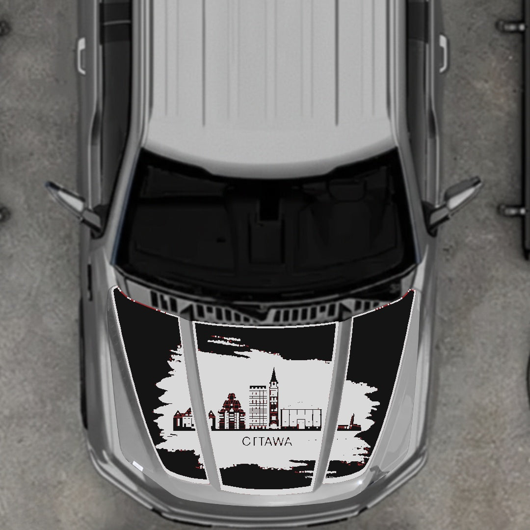 Hood Panel Decal/Sticker - Ottawa - Border Graphic Kit - For Ford F-150 2020-2026 - Premium Vinyl