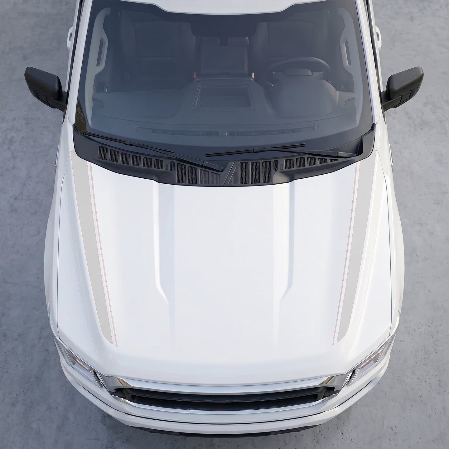 Hood Panel Decal/Sticker - Dual Pinstripe Hood Cowl Decals – Sport Outer Edge Accent Stripes Vinyl Graphics Kit Graphic Kit - For Ford F-150 F150 2015-2020 - Premium Vinyl
