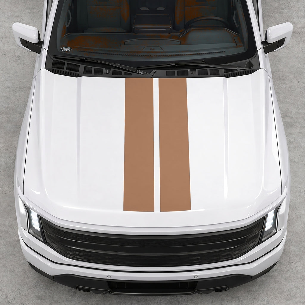 Hood Panel Decal/Sticker - Cut Double Stripes Graphic Decal Graphic Kit - For FORD F-150 2015-2020 - Premium Vinyl