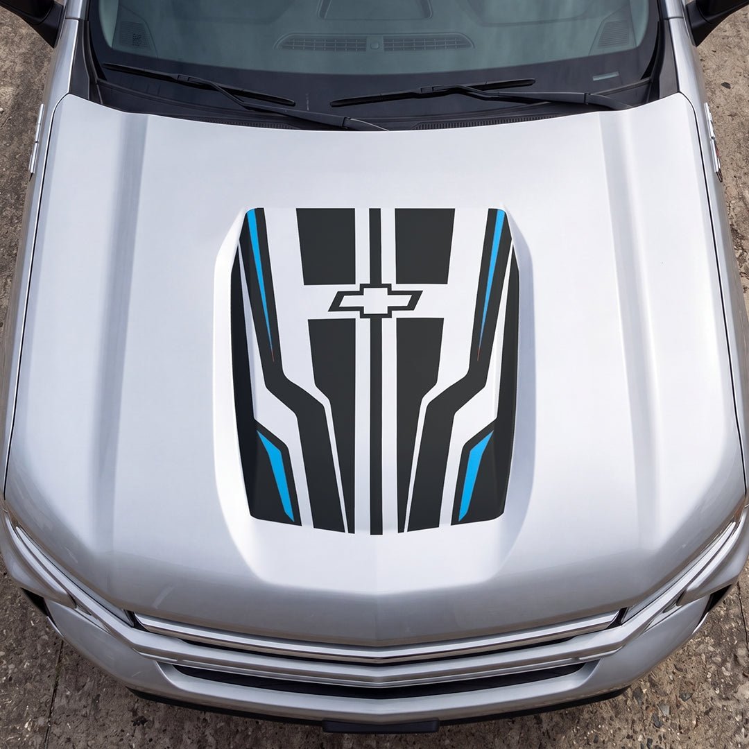 Hood Panel Decal/Sticker - Speed Pattern Graphic Decal Graphic Kit - For Chevrolet Silverado 2019-2024 - Premium Vinyl