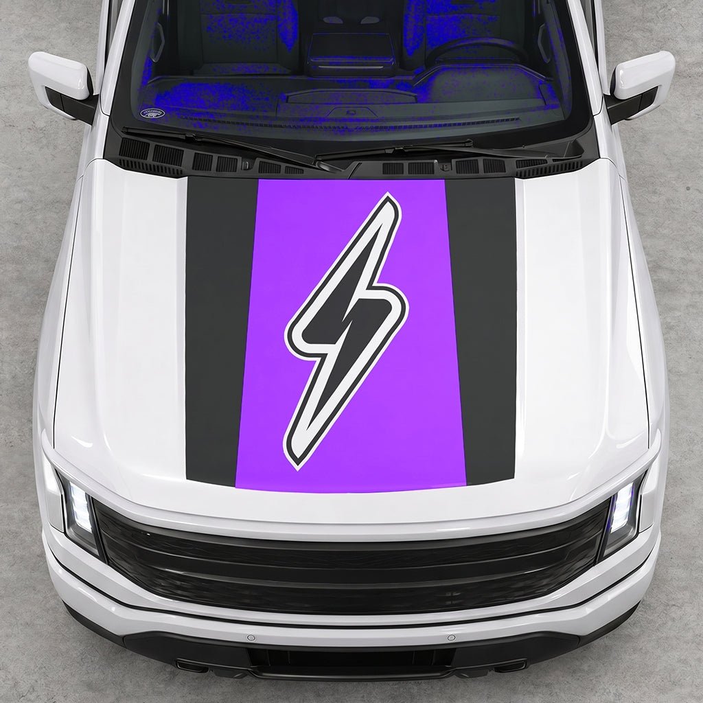 Hood Panel Decal/Sticker - Electric Solid Graphic Decal Graphic Kit - For FORD F-150 2015-2020 - Premium Vinyl