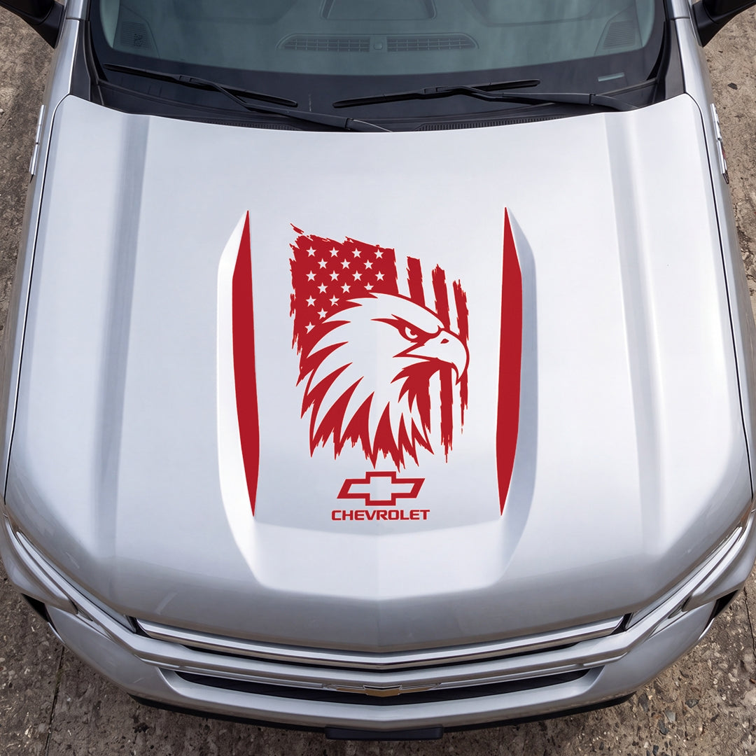 Hood Panel Decal/Sticker - American Eagle Head Graphic Decal Graphic Kit - For Chevrolet Silverado 2019-2024 - Premium Vinyl