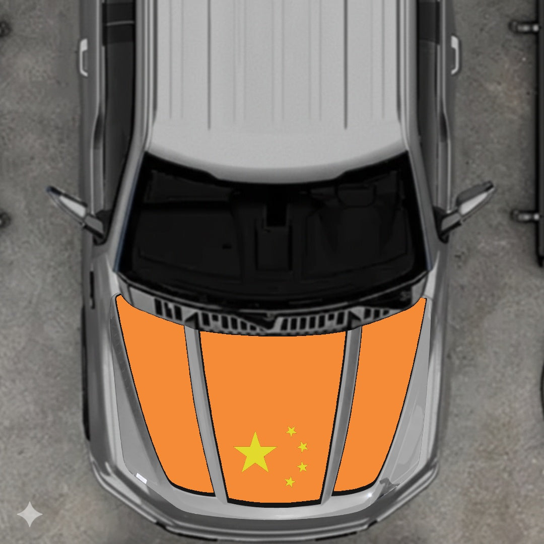 Hood Panel Decal/Sticker - China Flag - Border Graphic Kit - For Ford F-150 2020-2026 - Premium Vinyl