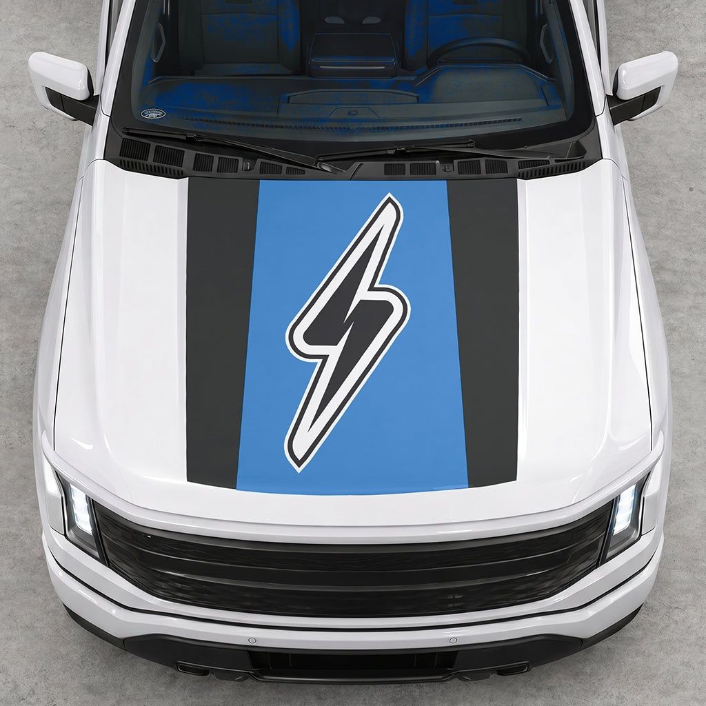 Hood Panel Decal/Sticker - Electric Solid Graphic Decal Graphic Kit - For FORD F-150 2015-2020 - Premium Vinyl