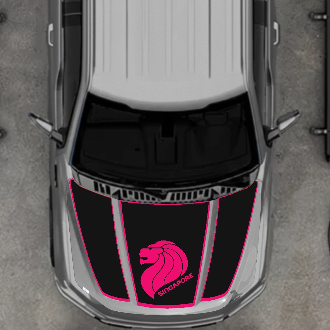 Hood Panel Decal/Sticker - Singapore - Border Graphic Kit - For Ford F-150 2020-2026 - Premium Vinyl