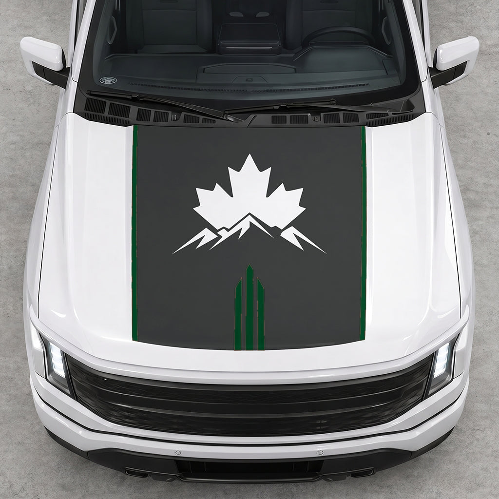 Hood Panel Decal/Sticker - Maple and Mountain Graphic Decal Graphic Kit - For Ford F-150 2015-2020 - Premium Vinyl