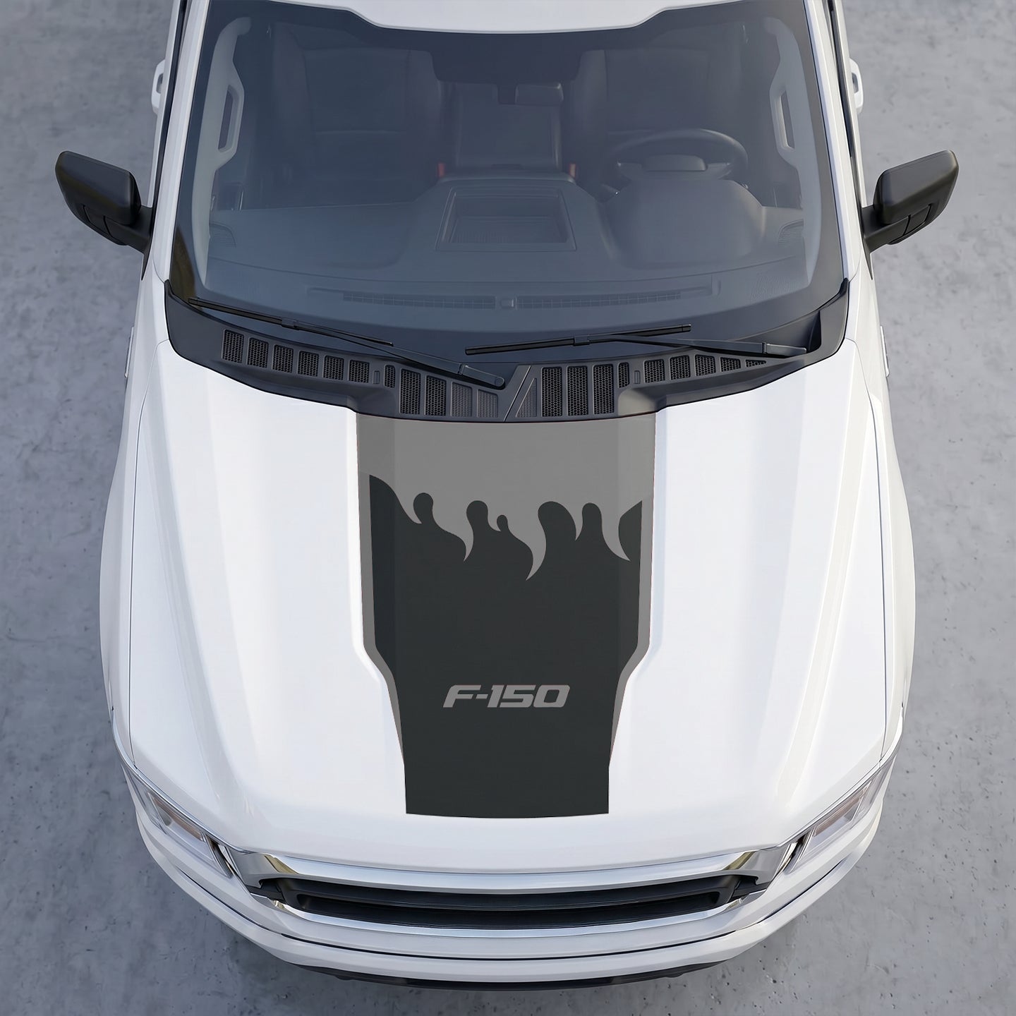 Hood Panel Decal/Sticker - Fire Flame Wave Hood Decal Wrap – Bold Liquid Flame Vector Graphic Kit - For Ford F-150 F150 2015-2020 - Premium Vinyl