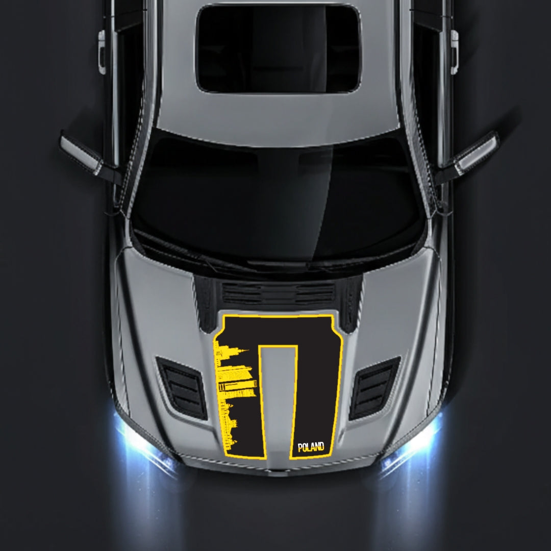Hood Panel Decal/Sticker - Poland Skyline - Border Graphic Kit - For Dodge RAM 1500 2019-2025 - Premium Vinyl