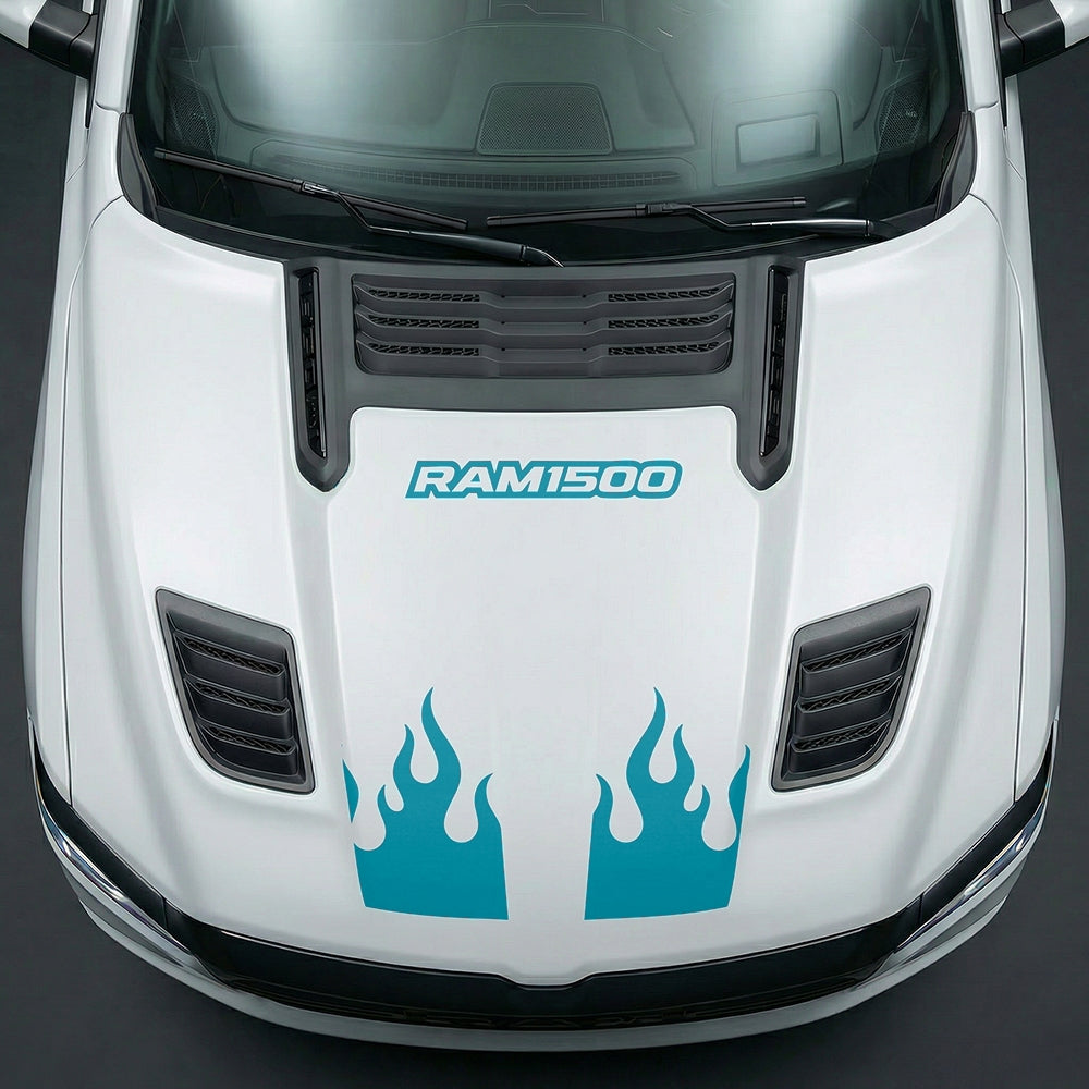Hood Panel Decal/Sticker - RAM 1500 Flaming U-Shape - Cut Graphic Kit - For Dodge Ram 2019-2025 - Premium Vinyl