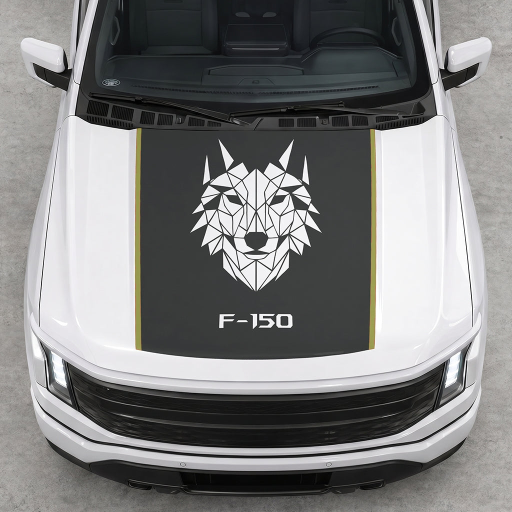 Hood Panel Decal/Sticker - Wolf Head Graphic Decal Graphic Kit - For Ford F-150 2015-2020 - Premium Vinyl