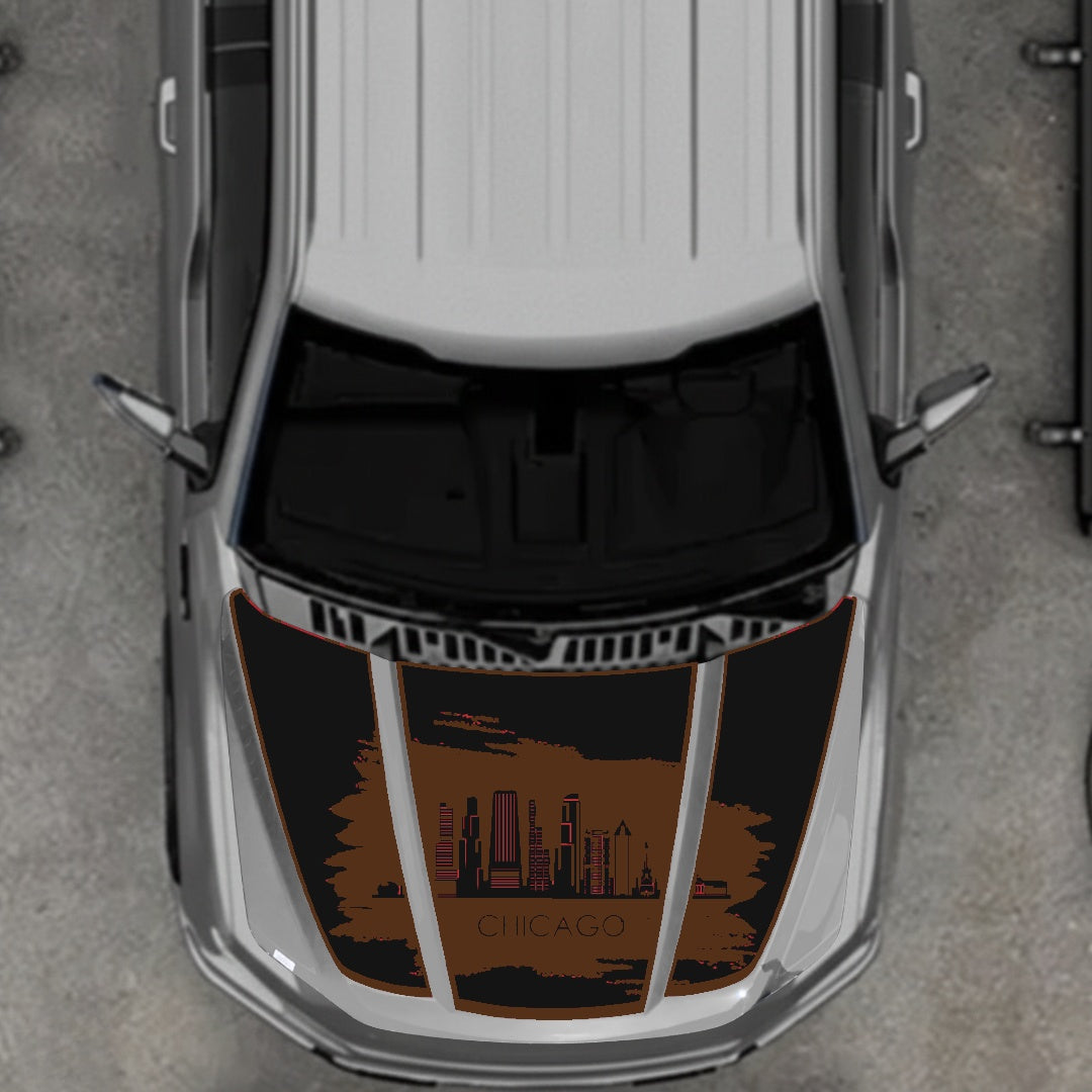 Hood Panel Decal/Sticker - Chicago - Border Graphic Kit - For Ford F-150 2020-2026 - Premium Vinyl