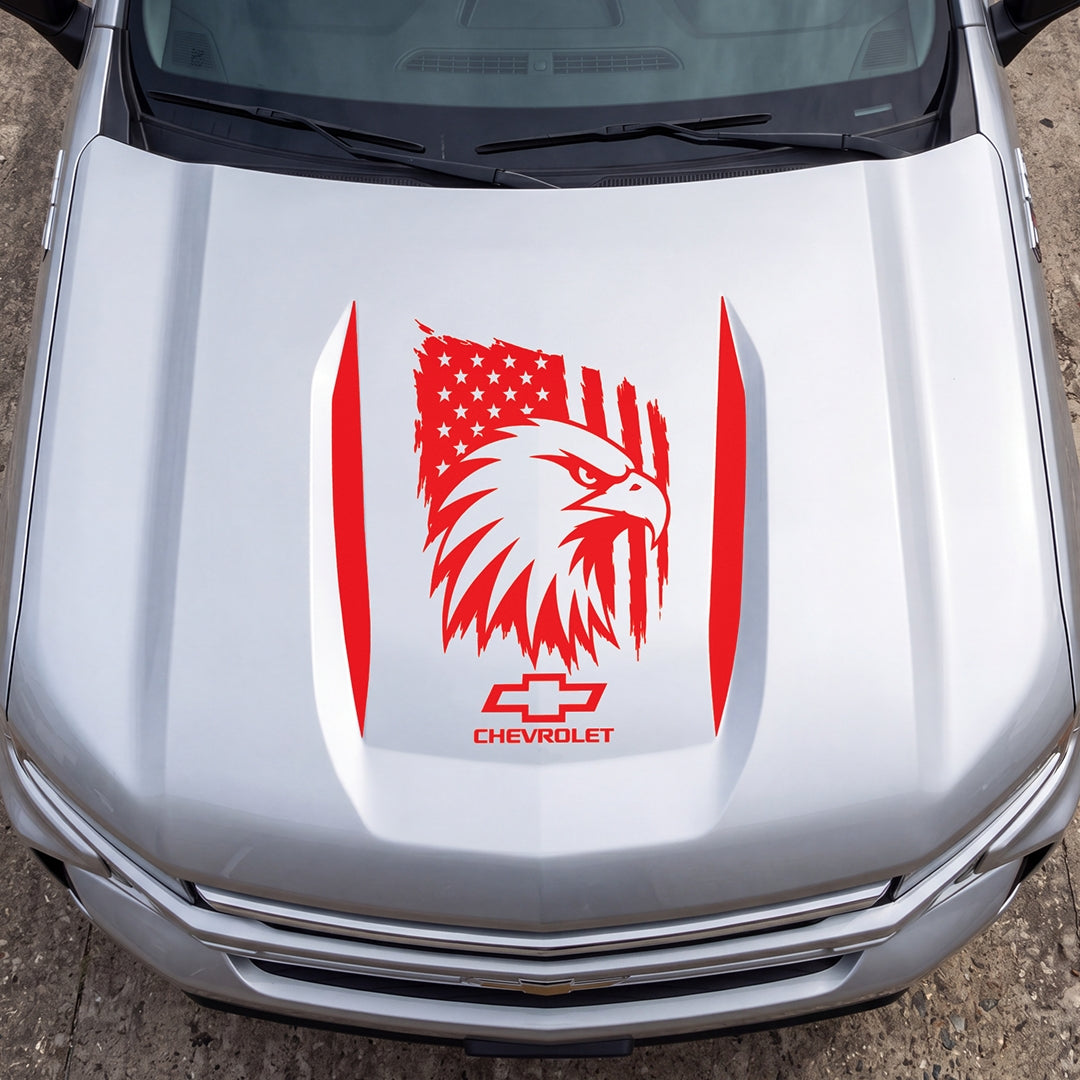 Hood Panel Decal/Sticker - American Eagle Head Graphic Decal Graphic Kit - For Chevrolet Silverado 2019-2024 - Premium Vinyl