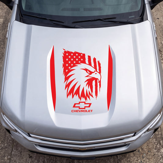 Hood Panel Decal/Sticker - American Eagle Head Graphic Decal Graphic Kit - For Chevrolet Silverado 2019-2024 - Premium Vinyl