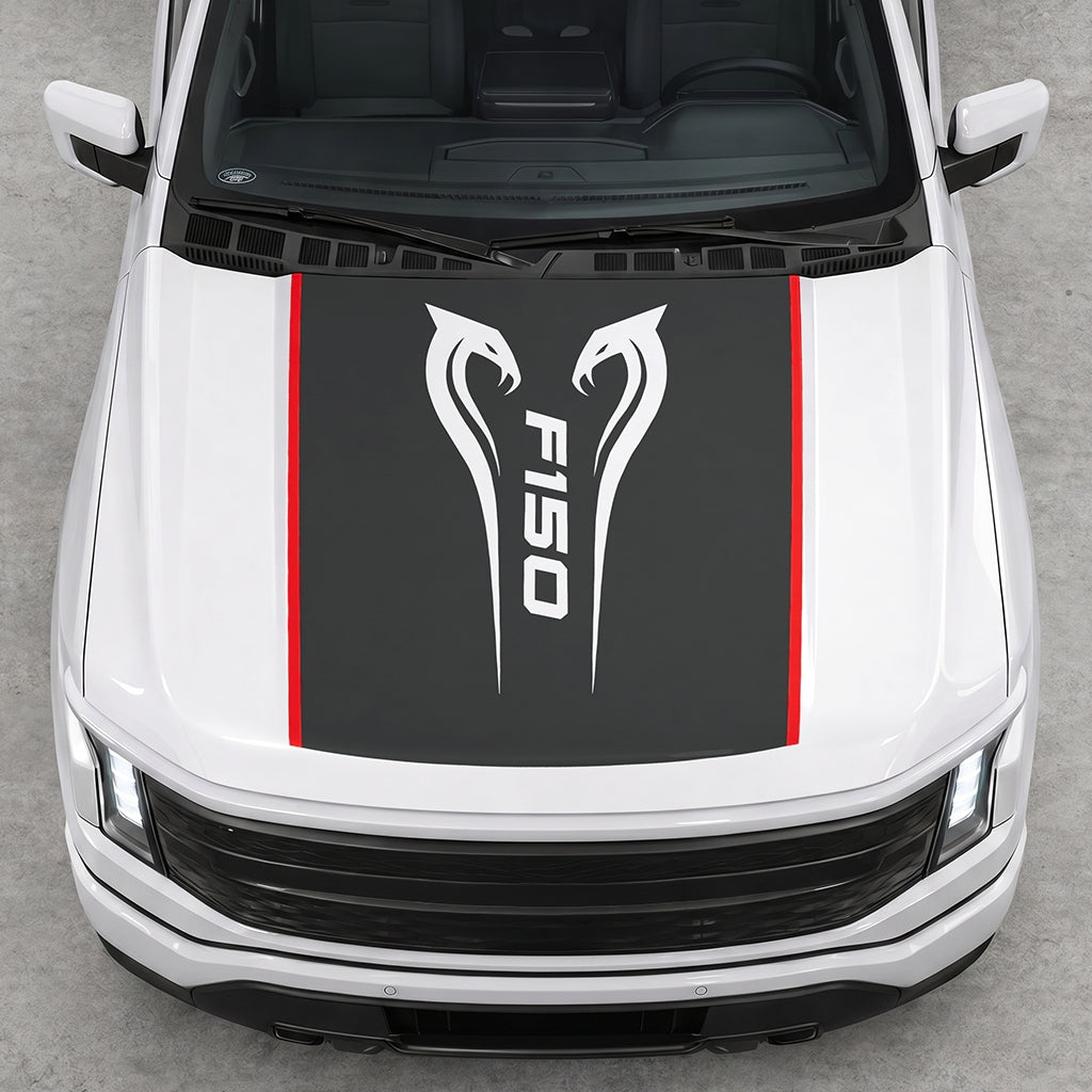 Hood Panel Decal/Sticker - Twin Cobra Graphic Decal Graphic Kit - For Ford F-150 2015-2020 - Premium Vinyl