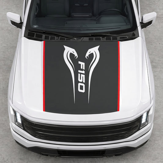 Hood Panel Decal/Sticker - Twin Cobra Graphic Decal Graphic Kit - For Ford F-150 2015-2020 - Premium Vinyl