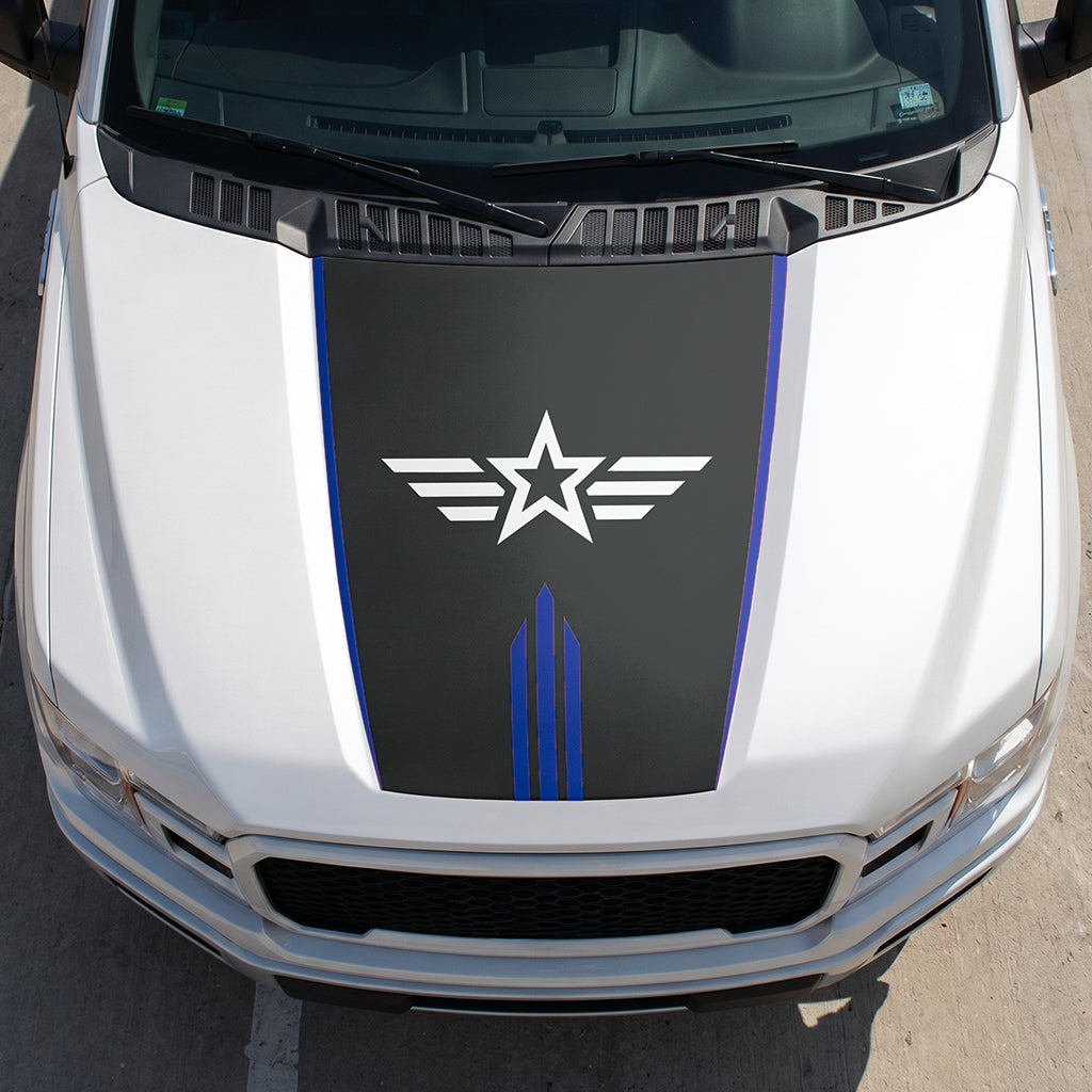 Hood Panel Decal/Sticker - Star Graphic Decal Graphic Kit - For Ford F-150 2015-2020 - Premium Vinyl