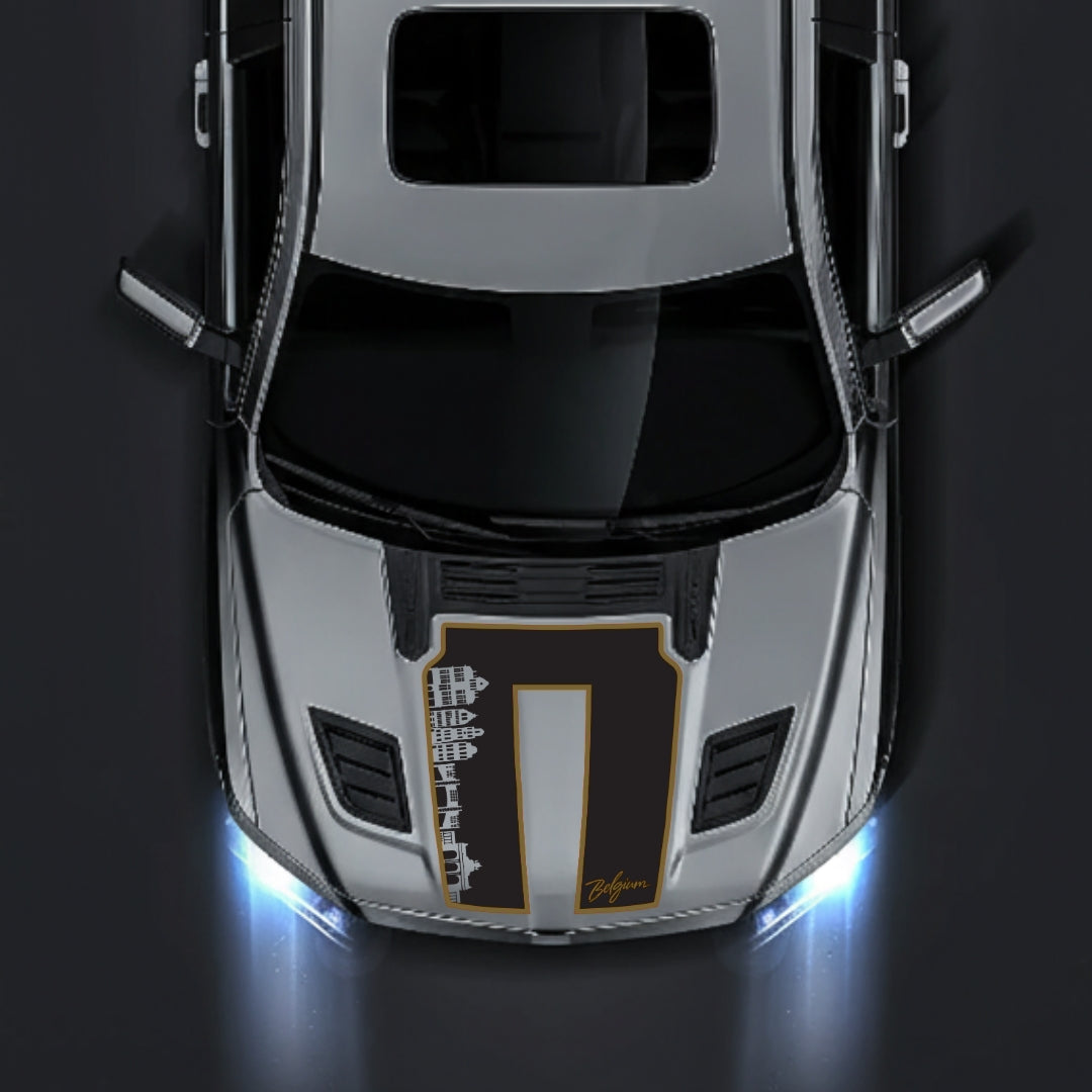 Performance Hood Panel Decal/Sticker - Belgium Skyline - Cut - Border Graphic Kit - For Dodge RAM 1500 2019-2025 - Premium Vinyl