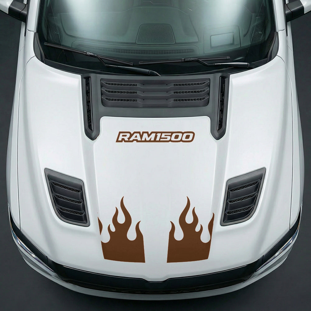 Hood Panel Decal/Sticker - RAM 1500 Flaming U-Shape - Cut Graphic Kit - For Dodge Ram 2019-2025 - Premium Vinyl