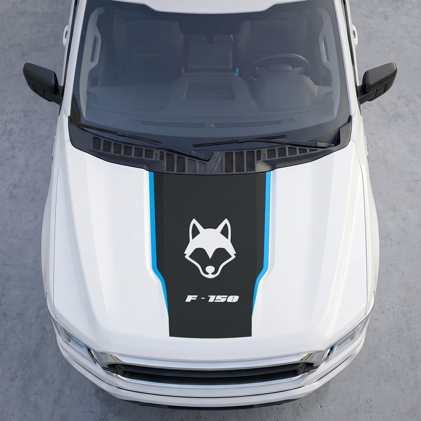 Hood Panel Decal/Sticker - Coyote Wolf Head Hood Decal Wrap – Matte Black Hood Accent Graphic Vinyl Sticker Graphic Kit - For Ford F-150 F150 2015-2020 - Premium Vinyl