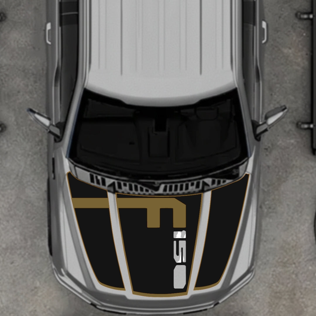 Hood Panel Decal/Sticker - Style 4 - Cut - Border Graphic Kit - For Ford F-150 2020-2026 - Premium Vinyl