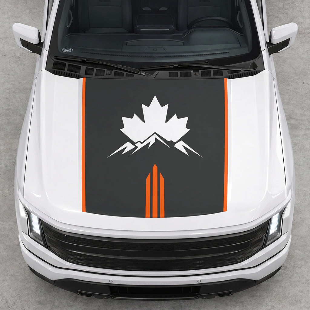 Hood Panel Decal/Sticker - Maple and Mountain Graphic Decal Graphic Kit - For Ford F-150 2015-2020 - Premium Vinyl