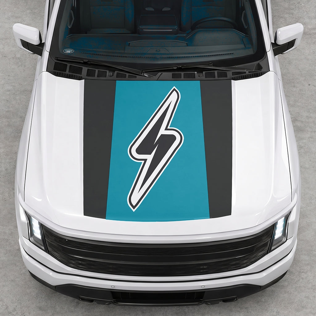 Hood Panel Decal/Sticker - Electric Solid Graphic Decal Graphic Kit - For FORD F-150 2015-2020 - Premium Vinyl