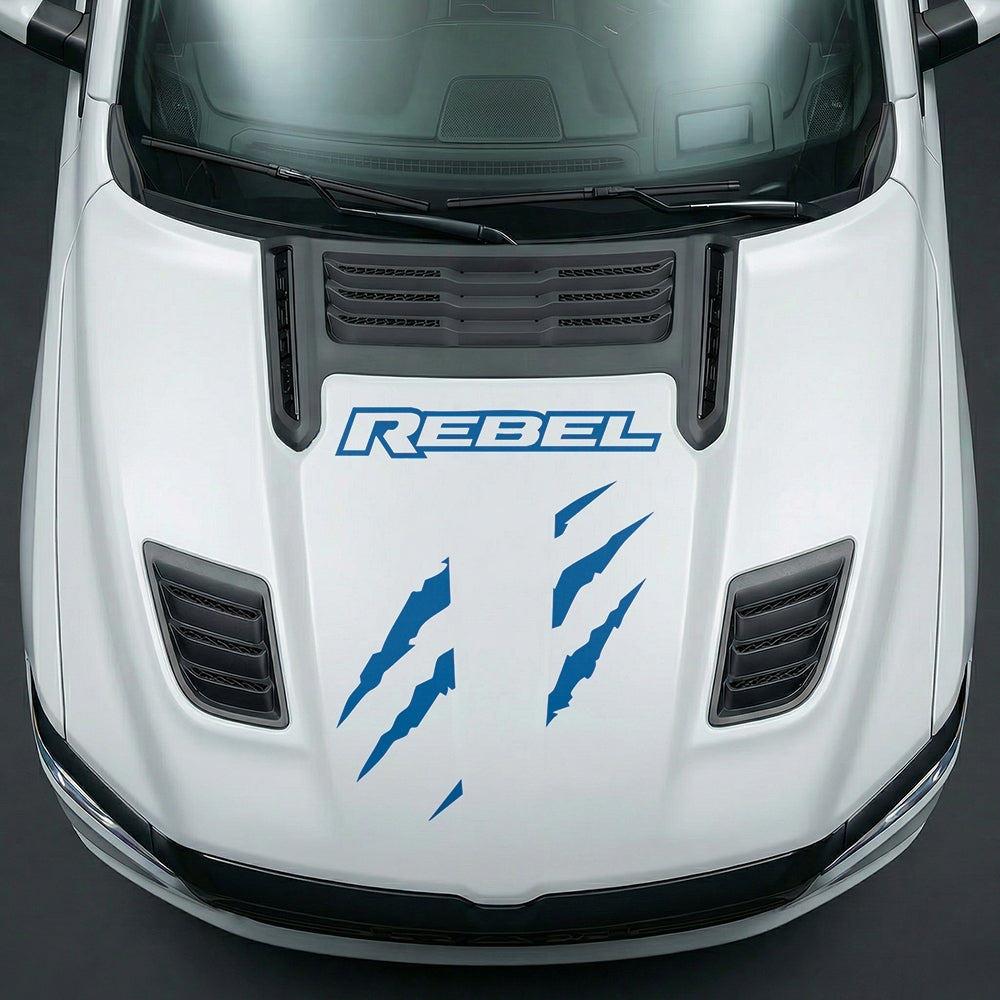 Hood Panel Decal/Sticker - Fierce REBEL Monster Slash - Cut Graphic Kit - For Dodge Ram 2019-2025 - Premium Vinyl