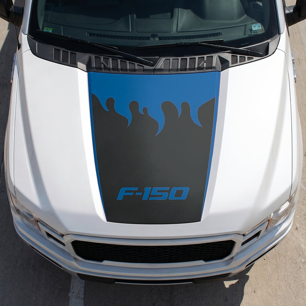 Hood Panel Decal/Sticker - Burning Flames Graphic Decal Graphic Kit - For Ford F-150 2015-2020 - Premium Vinyl