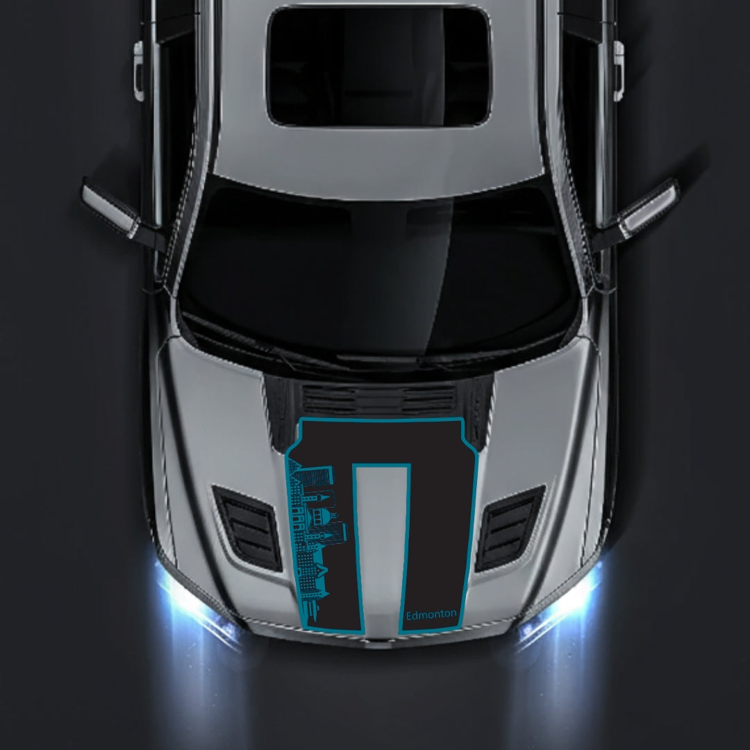 Performance Hood Panel Decal/Sticker - Edmonton Skyline - Border Graphic Kit - For Dodge RAM 1500 2019-2025 - Premium Vinyl