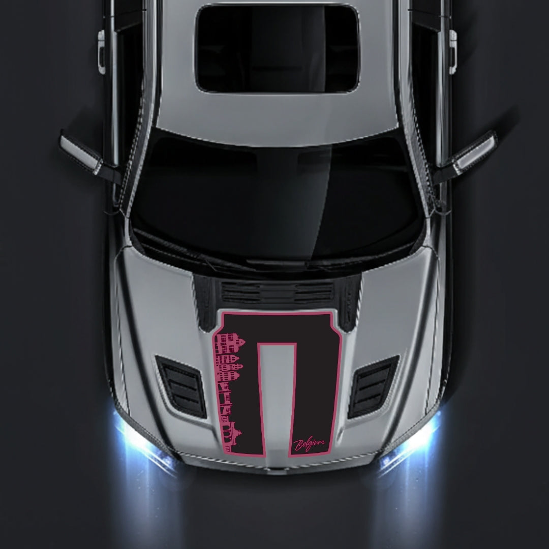 Performance Hood Panel Decal/Sticker - Belgium Skyline - Border Graphic Kit - For Dodge RAM 1500 2019-2025 - Premium Vinyl