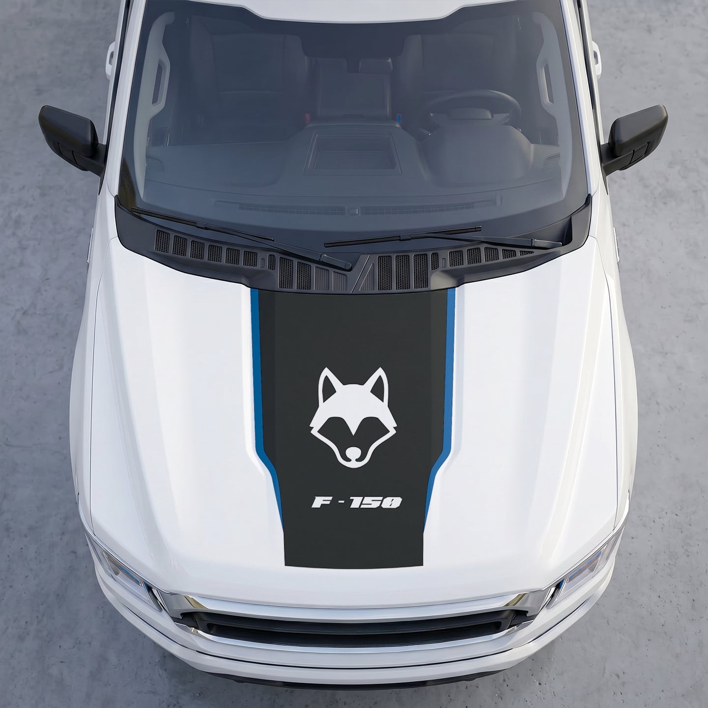 Hood Panel Decal/Sticker - Coyote Wolf Head Hood Decal Wrap – Matte Black Hood Accent Graphic Vinyl Sticker Graphic Kit - For Ford F-150 F150 2015-2020 - Premium Vinyl