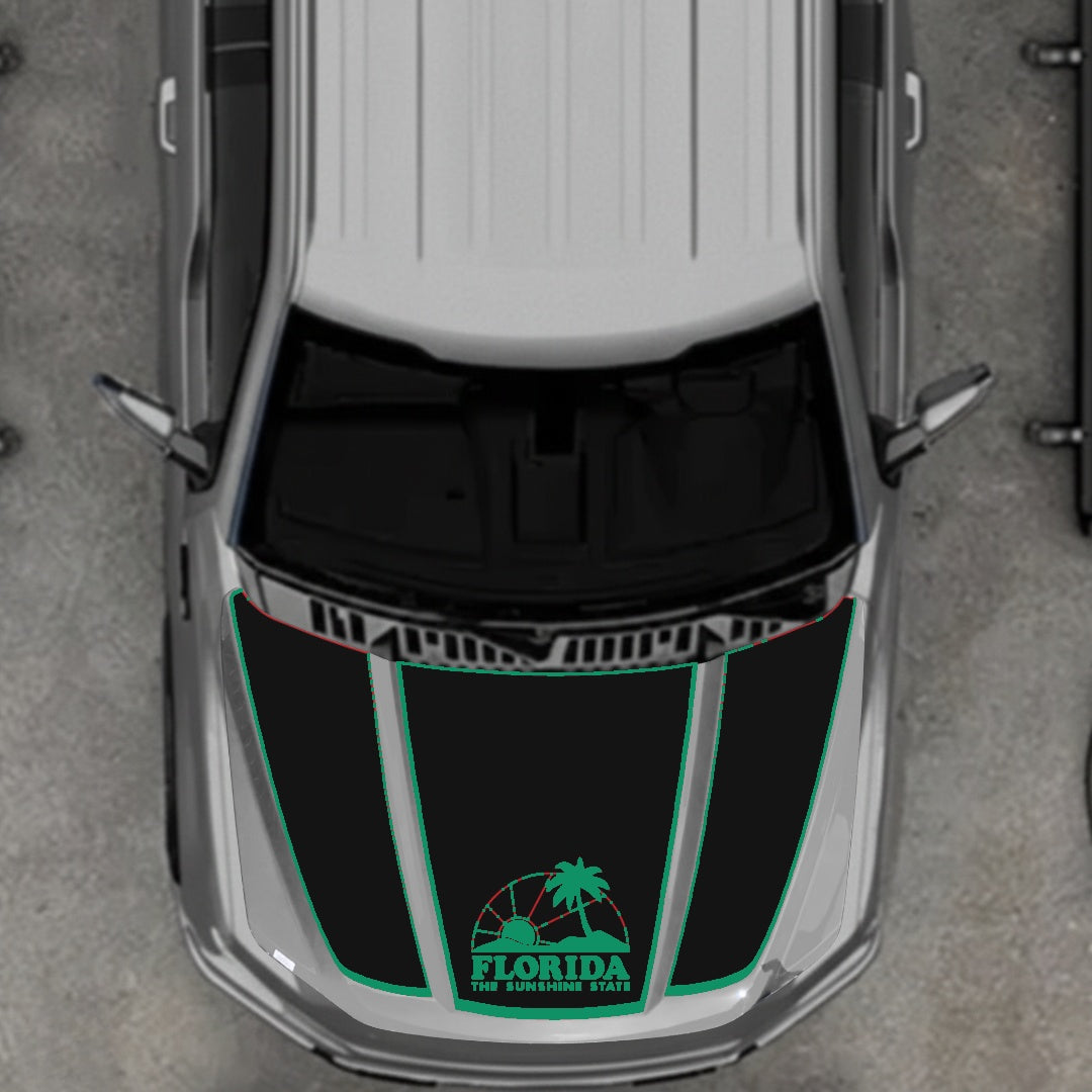 Hood Panel Decal/Sticker - Flordia - Border Graphic Kit - For Ford F-150 2020-2026 - Premium Vinyl