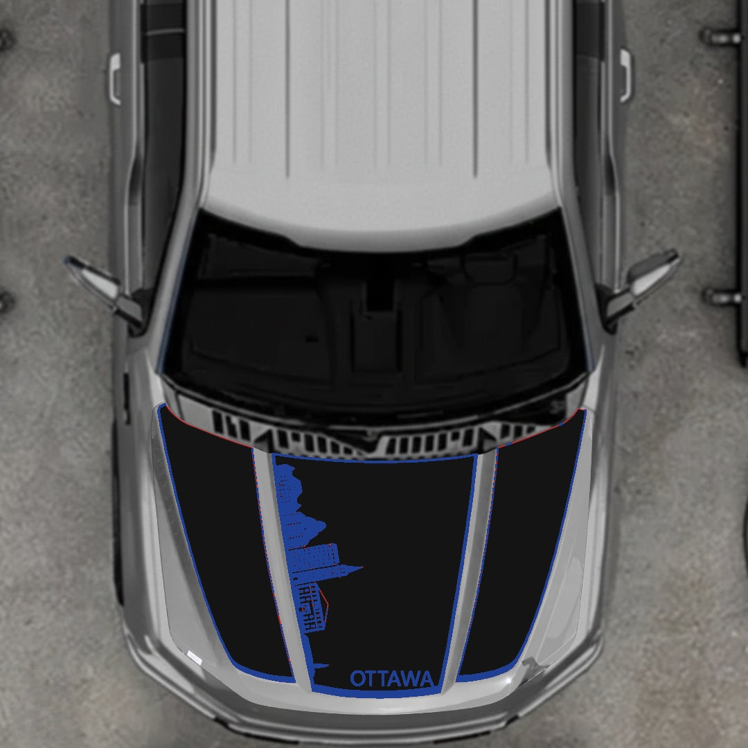 Hood Panel Decal/Sticker - Ottawa Skyline - Border Graphic Kit - For Ford F-150 2020-2026 - Premium Vinyl