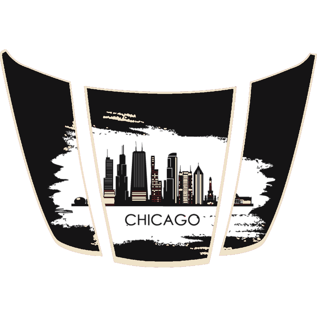 Hood Panel Decal/Sticker - Chicago - Cut - Border Graphic Kit - For Ford F-150 2020-2026 - Premium Vinyl