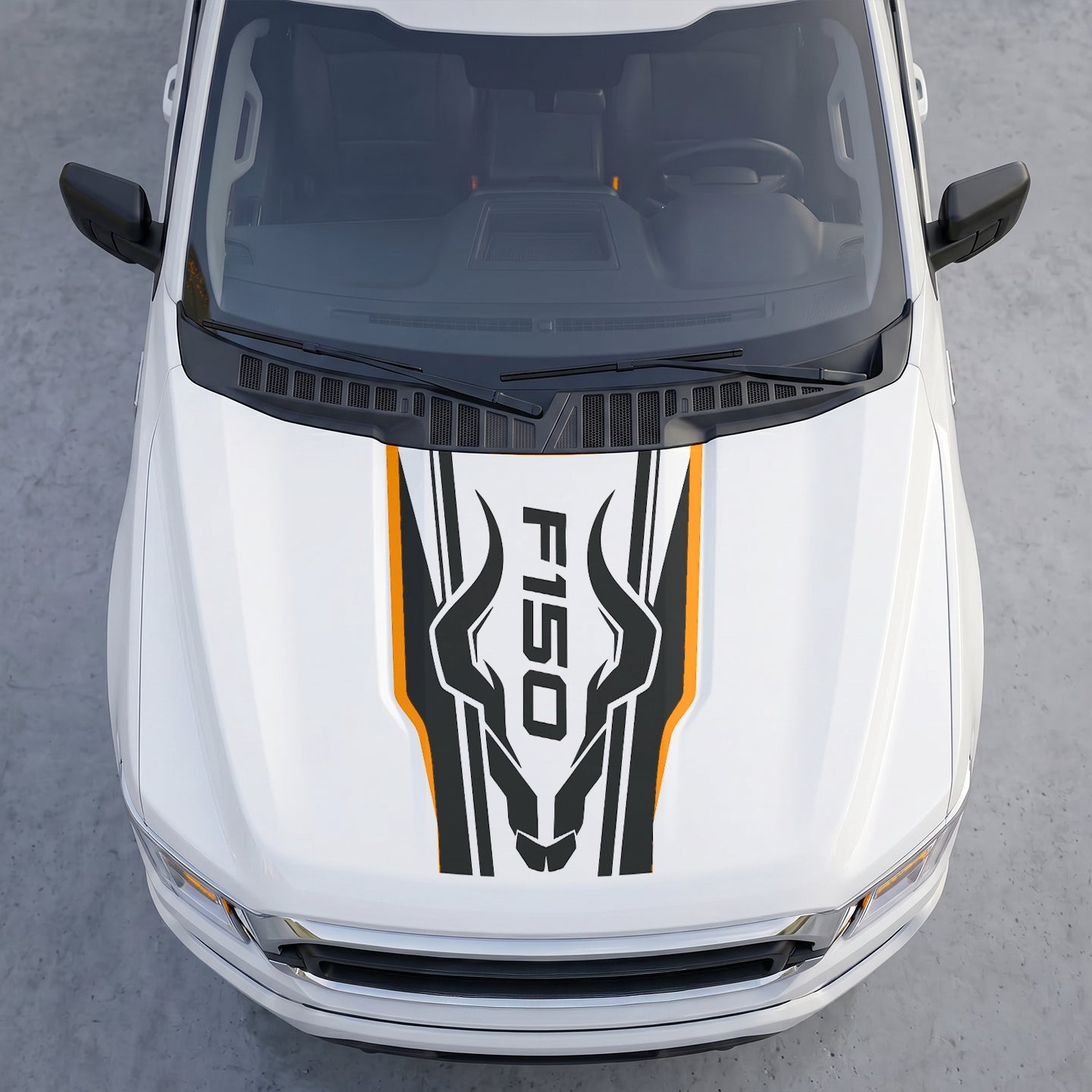 Hood Panel Decal/Sticker - Ram Horns Aggressive Hood Decal – Tribal Longhorn Graphic Vinyl Sticker Graphic Kit - For Ford F-150 F150 2015-2020 - Premium Vinyl