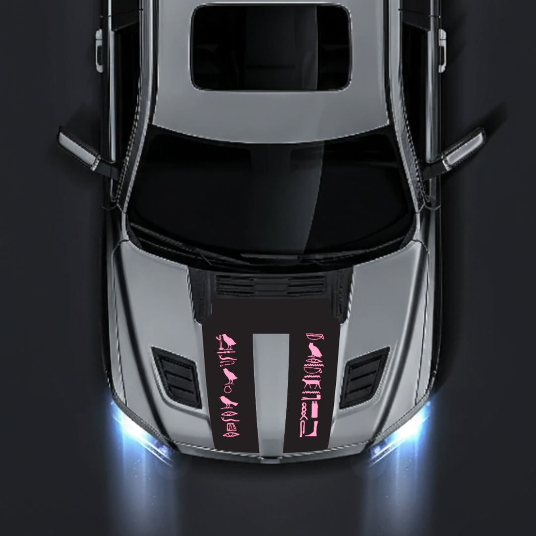 Hood Panel Decal/Sticker - Egyptian Hieroglyph Graphic Kit - For Dodge RAM 1500 2019-2025 - Premium Vinyl