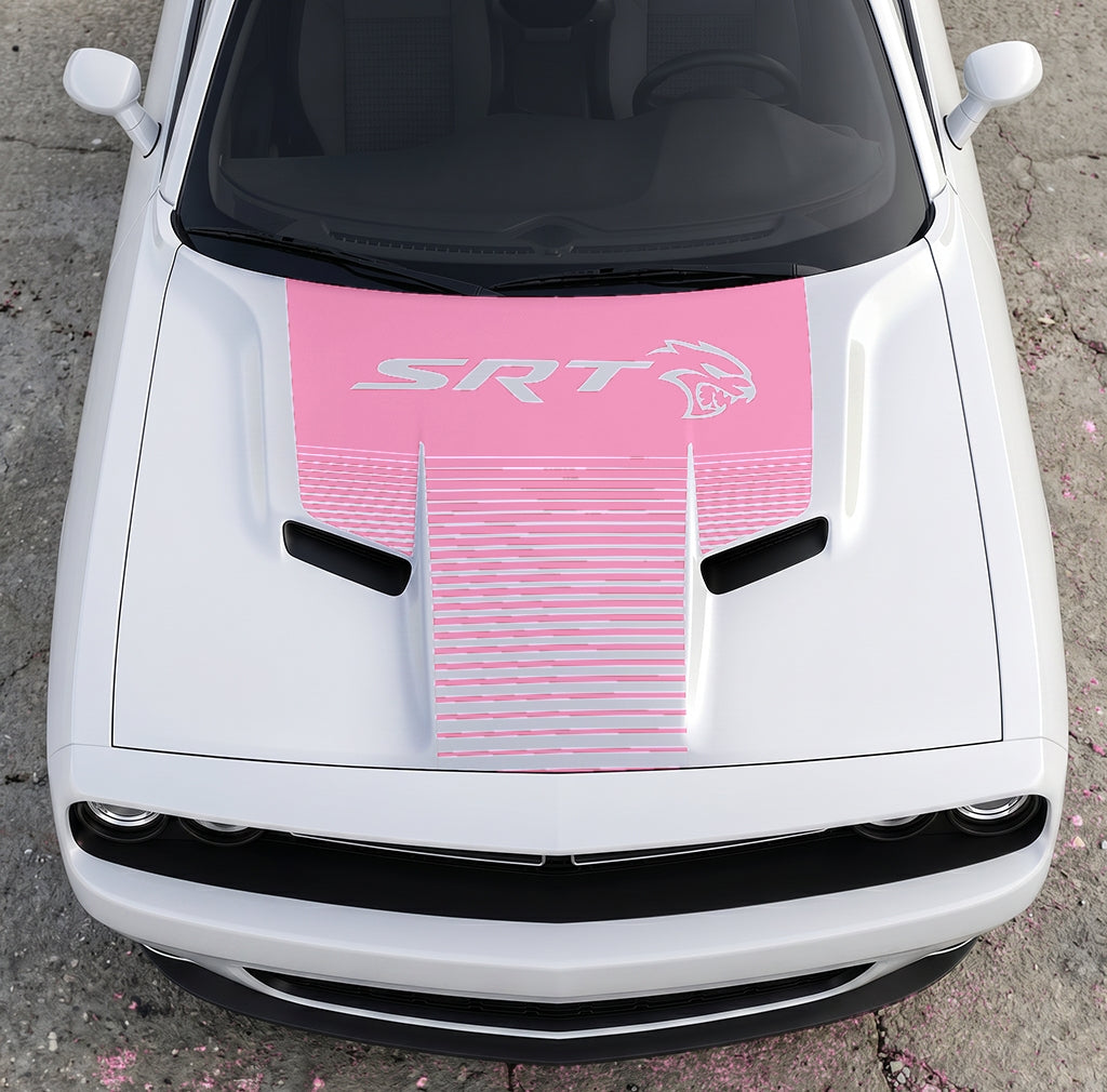 Hood Panel Decal/Sticker - Dodge Challenger SRT Hellcat Edition - Speed Fade Gradient Graphic Kit - For Dodge Challenger 2015-2024 - Premium Vinyl