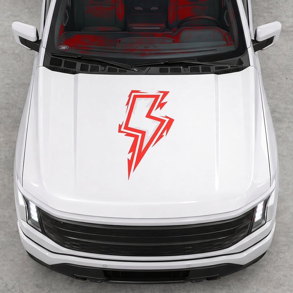 Hood Panel Decal/Sticker - Cut Bordered Electric Graphic Decal Graphic Kit - For FORD F-150 2015-2020 - Premium Vinyl