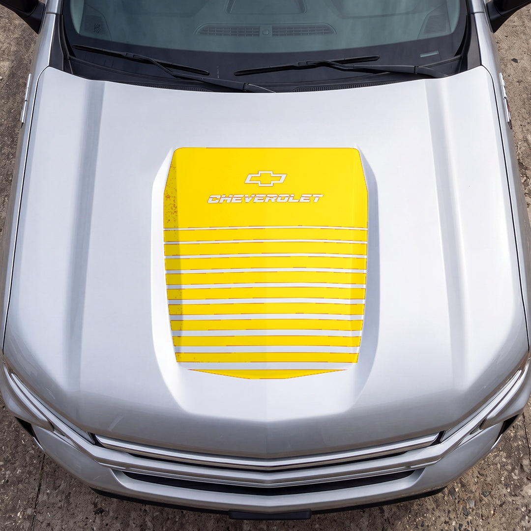 Hood Panel Decal/Sticker - Solid Wavy Graphic Decal Graphic Kit - For Chevrolet Silverado 2019-2024 - Premium Vinyl