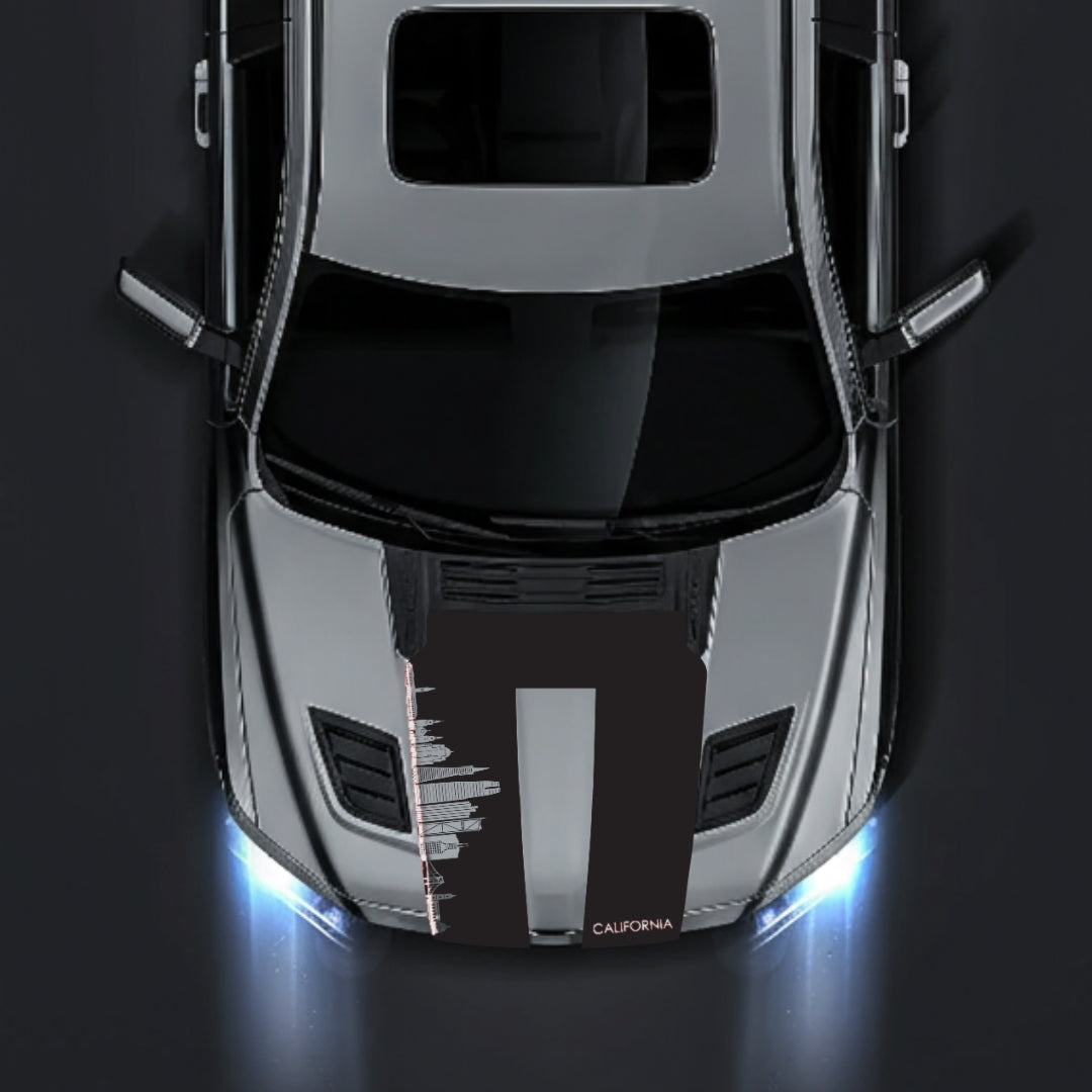 Hood Panel Decal/Sticker - California Skyline - Cut - Border Graphic Kit - For Dodge RAM 1500 2019-2025 - Premium Vinyl