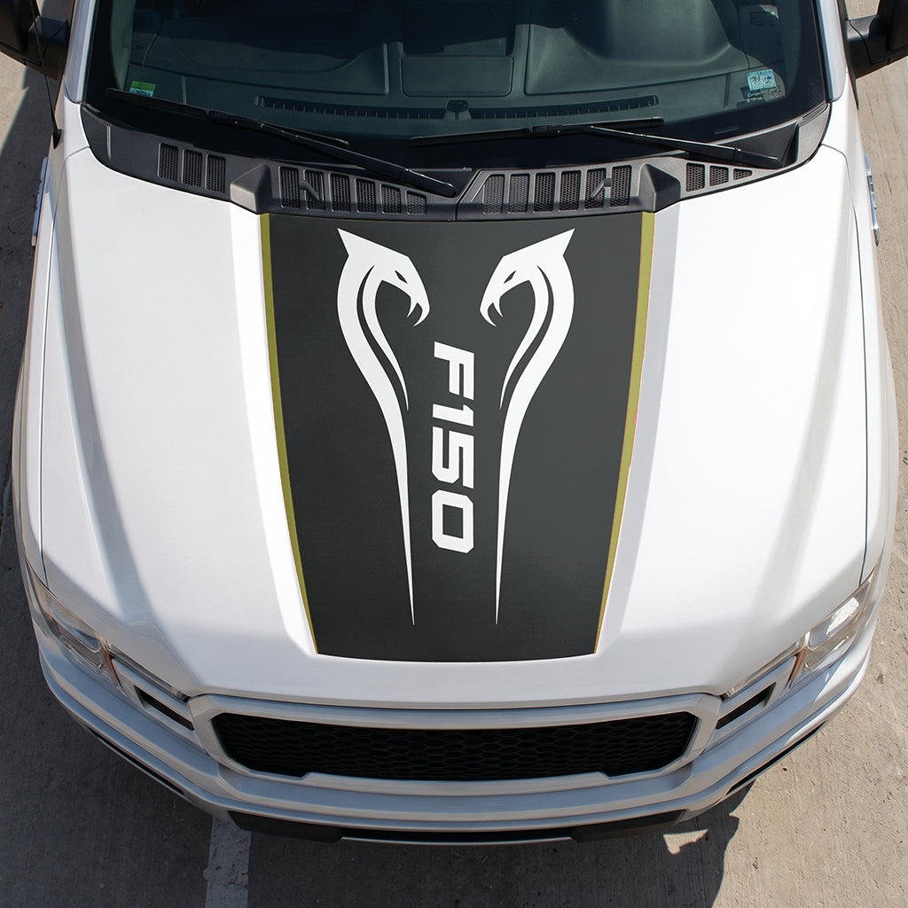 Hood Panel Decal/Sticker - Twin Cobra Graphic Decal Graphic Kit - For Ford F-150 2015-2020 - Premium Vinyl