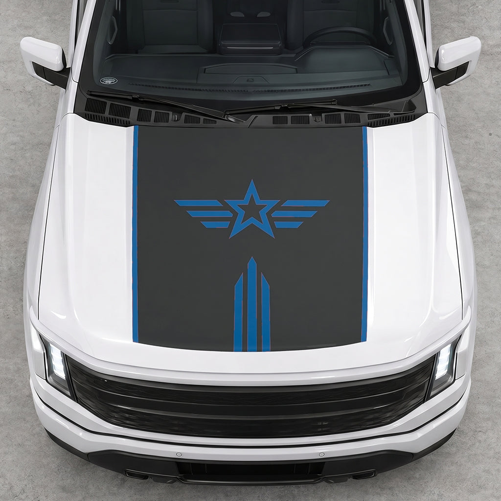 Hood Panel Decal/Sticker - Winged Star Graphic Decal Graphic Kit - For Ford F-150 2015-2020 - Premium Vinyl
