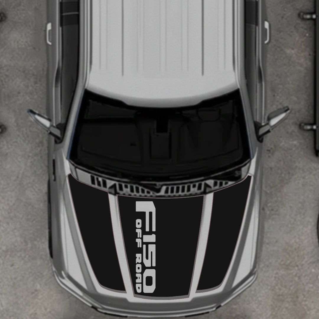 Hood Panel Decal/Sticker - Style 2 - Cut - Border Graphic Kit - For Ford F-150 2020-2026 - Premium Vinyl