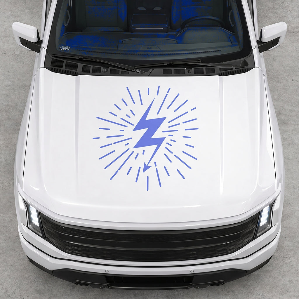 Hood Panel Decal/Sticker - Cut Electric Splash Graphic Decal Graphic Kit - For FORD F-150 2015-2020 - Premium Vinyl