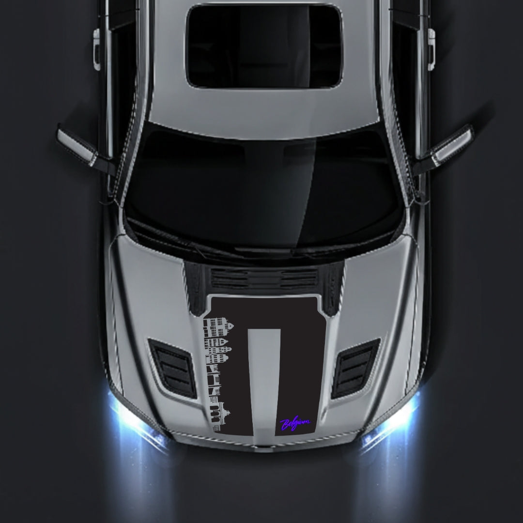Performance Hood Panel Decal/Sticker - Belgium Skyline - Cut Graphic Kit - For Dodge RAM 1500 2019-2025 - Premium Vinyl