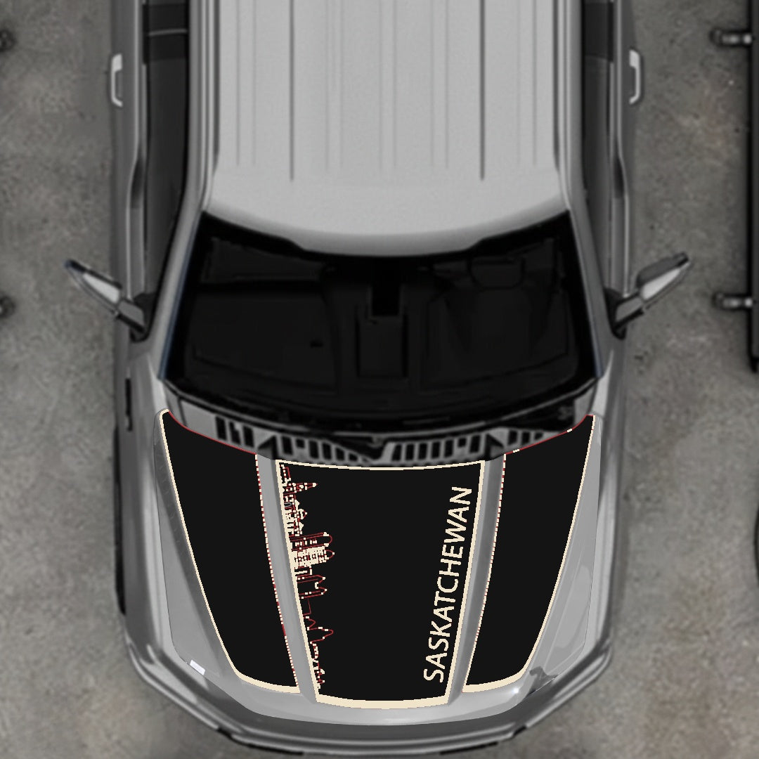 Hood Panel Decal/Sticker - Saskatchewan Skyline - Border Graphic Kit - For Ford F-150 2020-2026 - Premium Vinyl