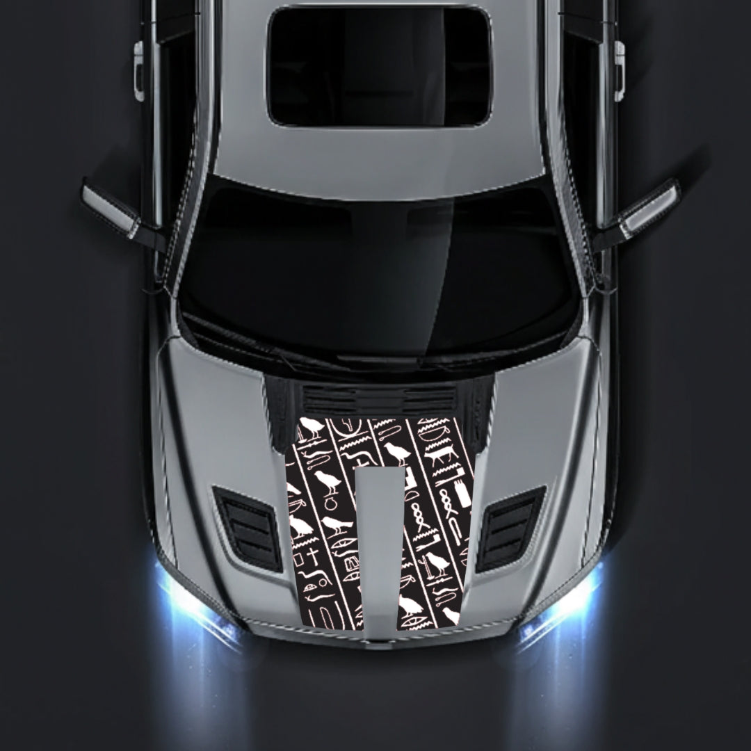 Hood Panel Decal/Sticker - Egyptian Hieroglyphs Graphic Kit - For Dodge RAM 1500 2019-2025 - Premium Vinyl