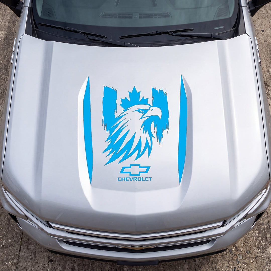 Hood Panel Decal/Sticker - Proud Canadaian Eagle Head Graphic Decal Graphic Kit - For Chevrolet Silverado 2019-2024 - Premium Vinyl