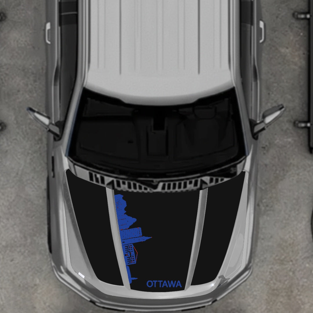 Hood Panel Decal/Sticker - Ottawa Skyline Graphic Kit - For Ford F-150 2020-2026 - Premium Vinyl
